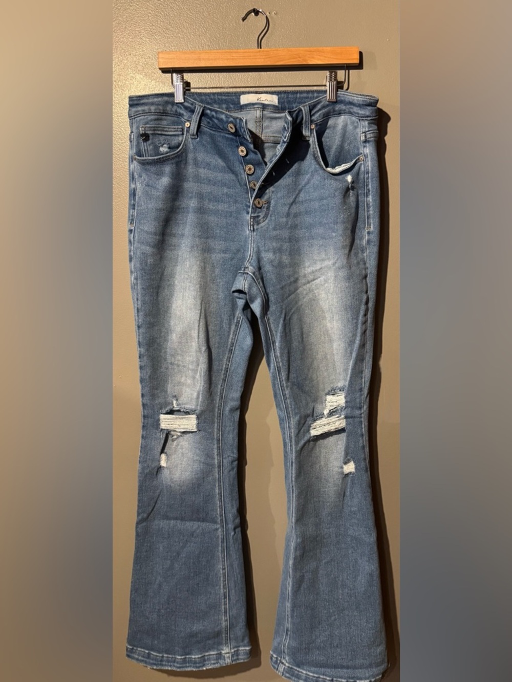 KanCan Distressed Medium Blue Flare Jeans